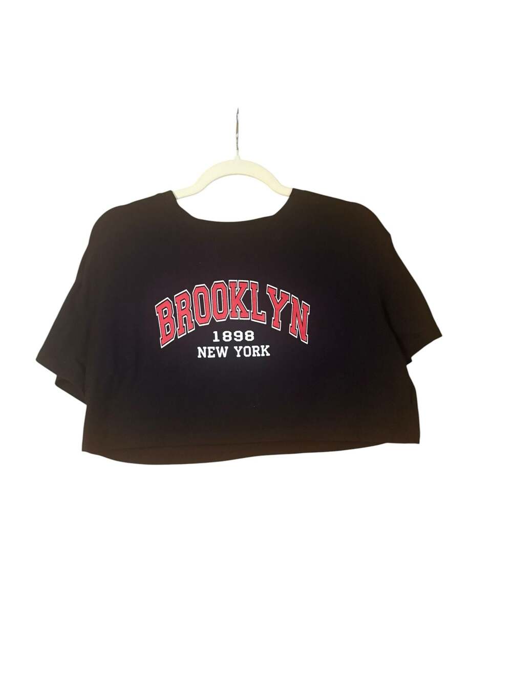 SHEIN Brooklyn 1898 New York Graphic Crewneck Crop Top